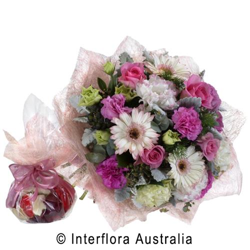Pink Perfection, Mixed Bouquet with Sweets.